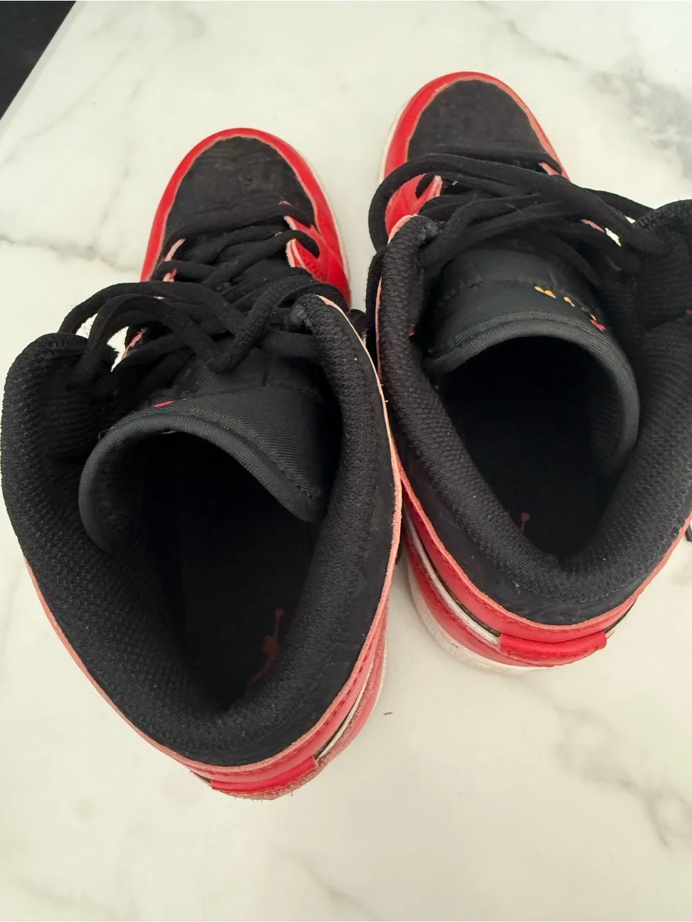 Jordan Kids High-Top Sneakers in Red, Black & White